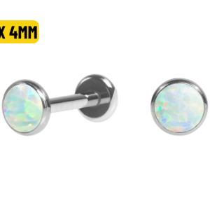 LABRET TITÂNIO R/I FLAT C/ OPALA BOREAL - 6 X 4MM