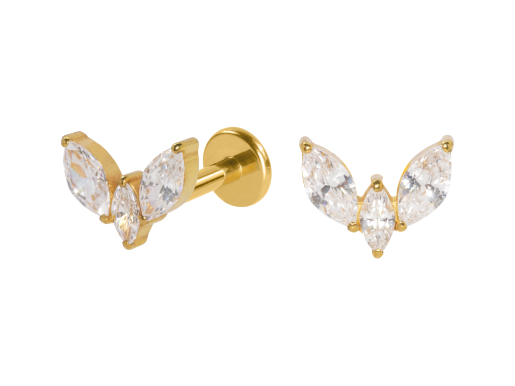 LABRET TITÂNIO R/I C/ ZIRCÔNIA - PVD GOLD