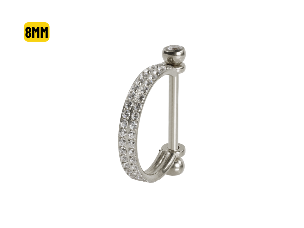 SEMI ARGOLA C/ BARRA AÇO R/I 2 FILEIRAS CRAVEJADAS - 8MM