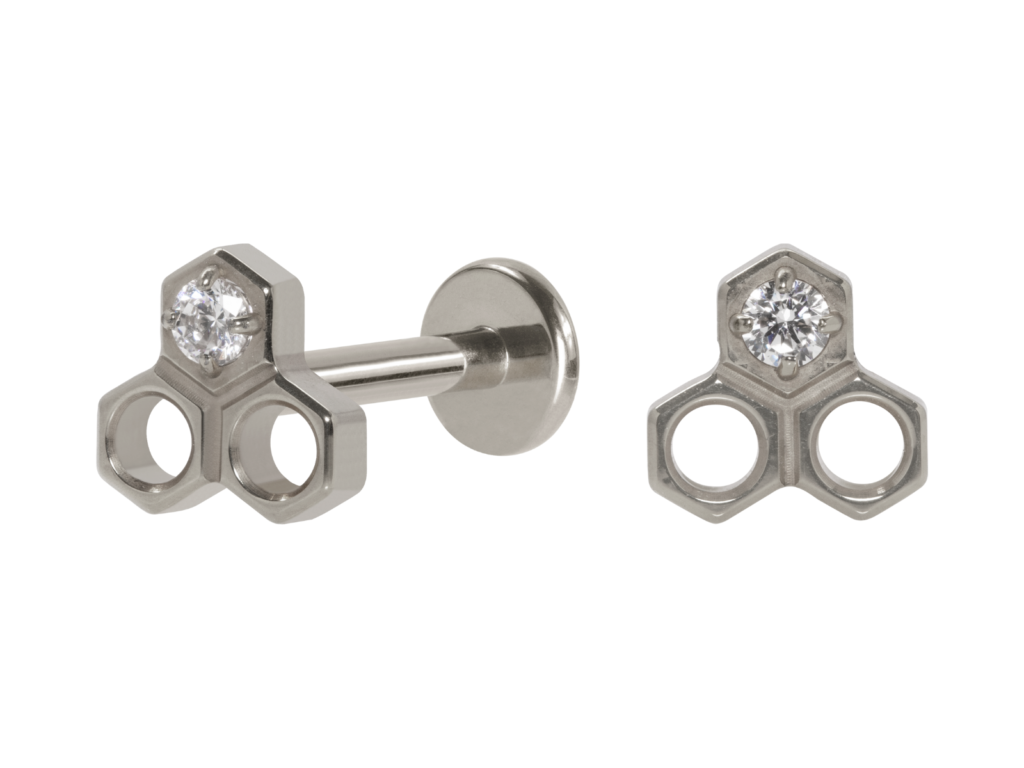 LABRET TITÂNIO R/I COLMEIA C/ ZIRCÔNIA