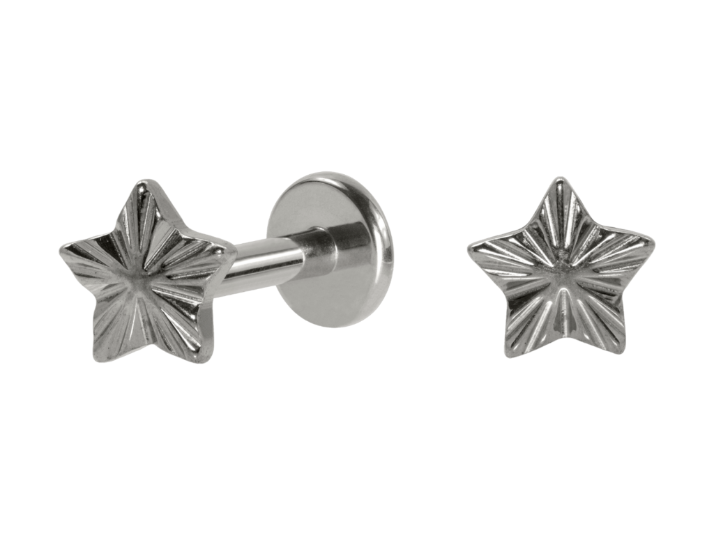 LABRET TITÂNIO R/I ESTRELA DIAMANTADA