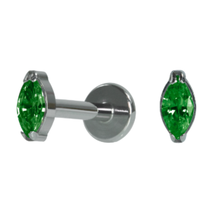 LABRET TITÂNIO R/I PONTO DE LUZ NAVETE VERDE - 2 /4.5MM