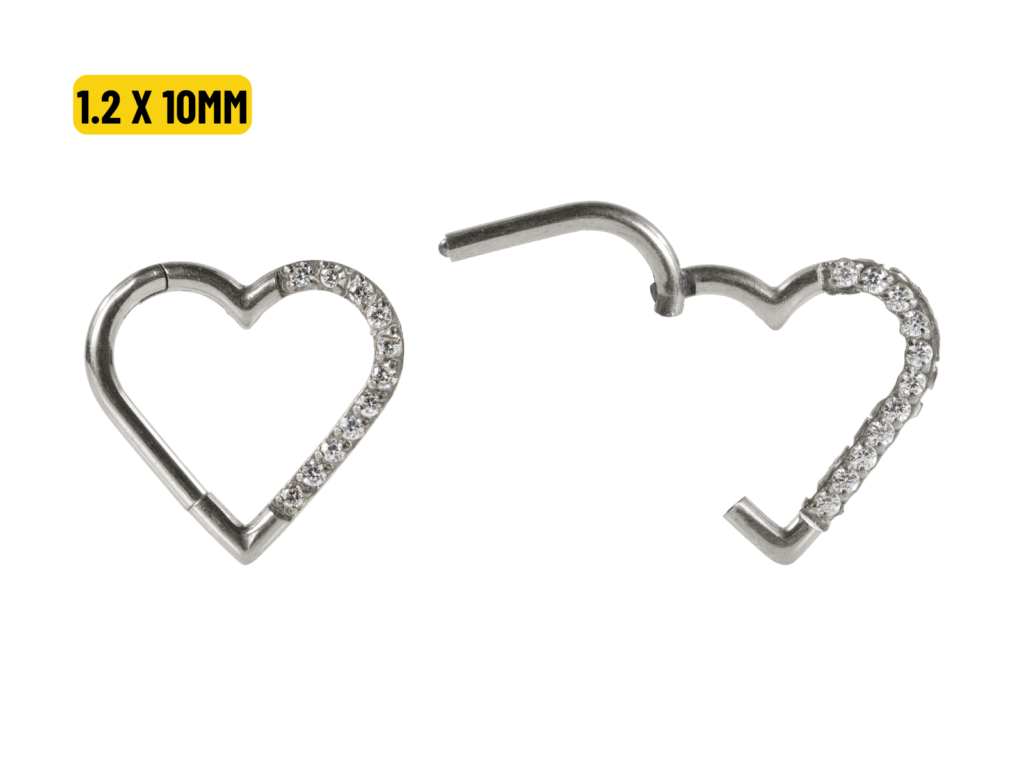 HEART AÇO CLICKER CRAVEJADO 1.2 X 10MM - LADO ESQUERDO