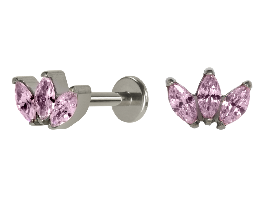 LABRET TITÂNIO R/I LÓTUS C/ PEDRA - ROSA
