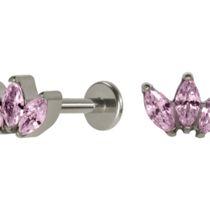 LABRET TITÂNIO R/I LÓTUS C/ PEDRA - ROSA