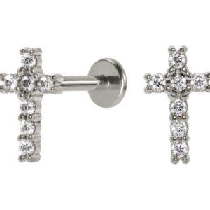 LABRET AÇO R/I CRUZ C/ ZIRCÔNIA