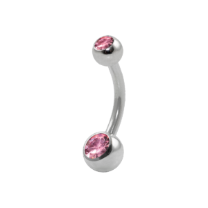 BANANA BELL AÇO C/ STRASS 2 PEDRAS ROSA CLARO - P