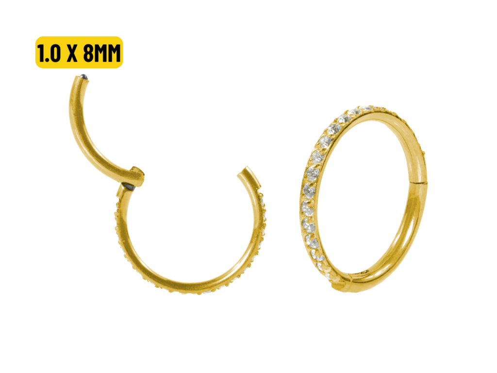 SEGMENTO CLICKER TITÂNIO PVD C/ ZIRCÔNIA - 1.0 X 8MM