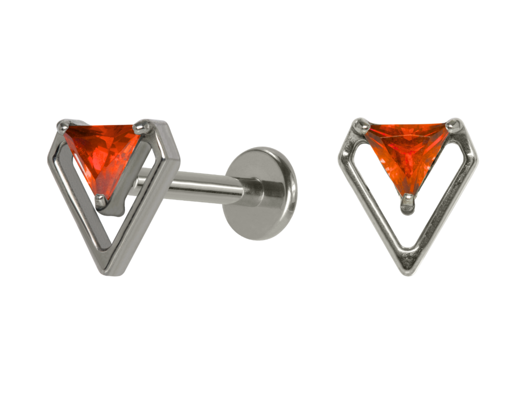 LABRET TITÂNIO R/I DIAMANTE C/ ZIRCÔNIA - LARANJA