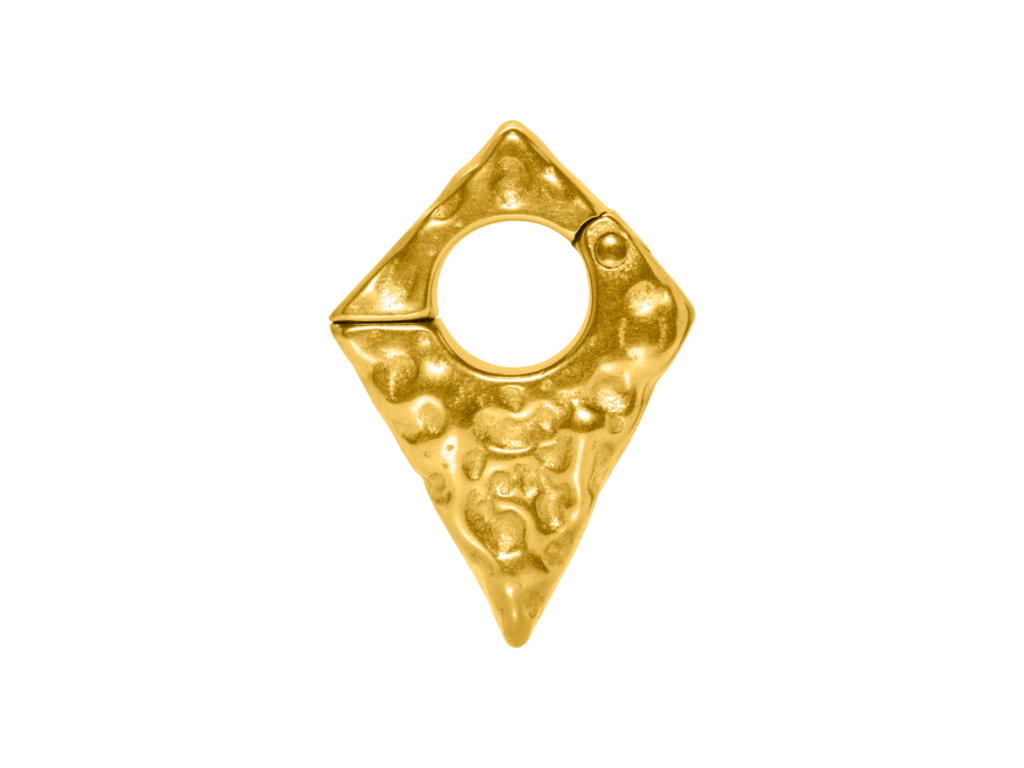 PÊNDULO LOSANGO MARTELADO PVD GOLD MAGNÉTICO - 4MM