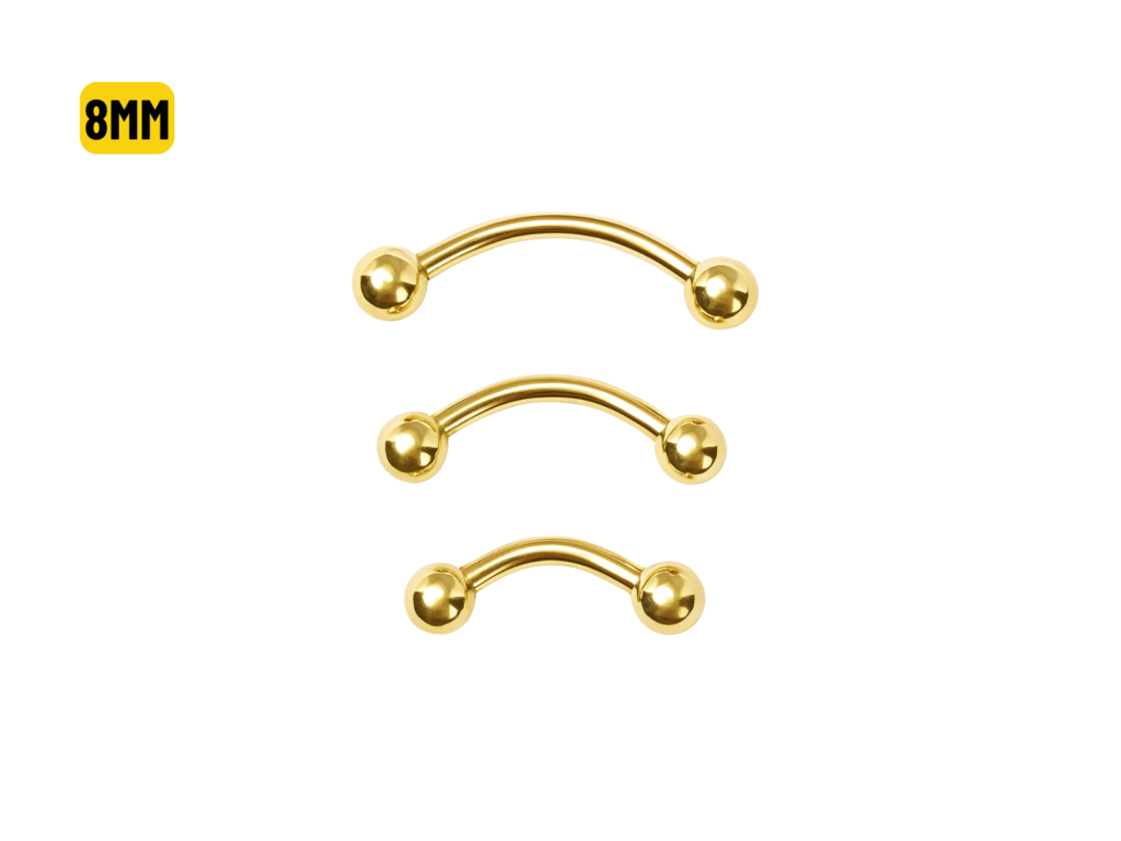 MICRO CURVO BANHADO A OURO 1.2 X 8 X 3MM