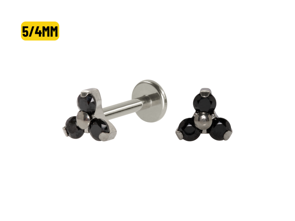 LABRET TITÂNIO R/I TRINITY C/ ZIRCÔNIA 5:4MM - BLACK