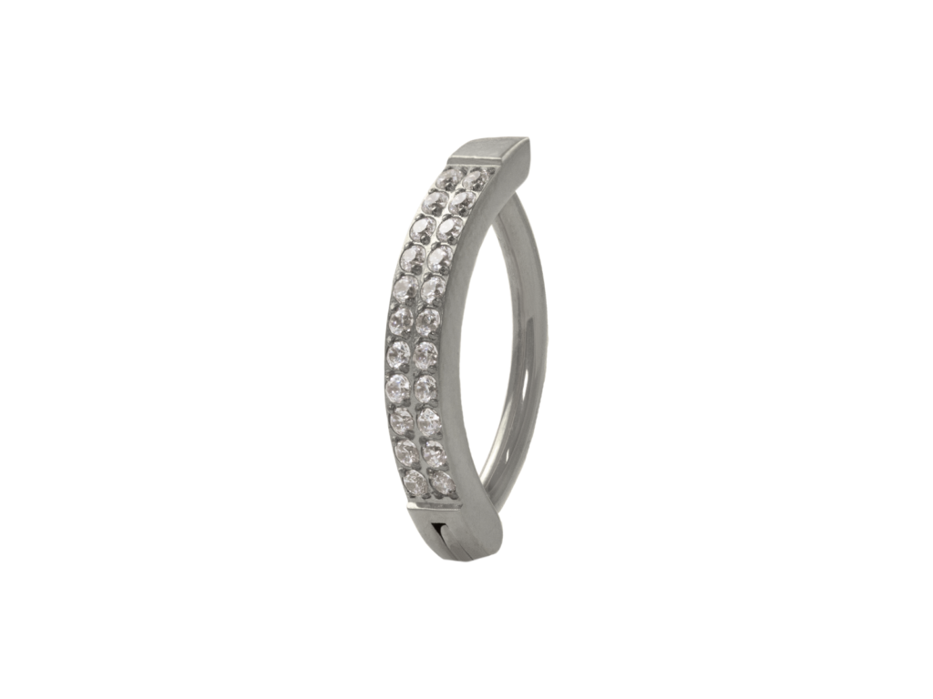 UMBIGO ARGOLA CLICKER TIT 2 FILEIRAS ZIRCÔNIA - 1.6 X 10MM