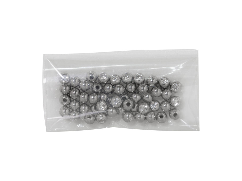 BOLINHA AVULSA AÇO C/ STRASS - 1.2 X 3MM (PCT C/ 50)