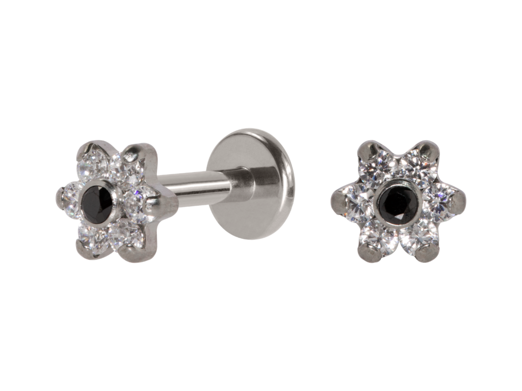 LABRET AÇO R/I FLOR C/ ZIRCÔNIA