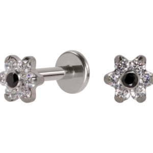 LABRET AÇO R/I FLOR C/ ZIRCÔNIA