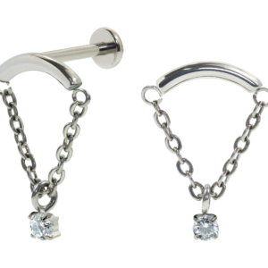 LABRET TITÂNIO R/I BARRA C/ CORRENTE E PONTO DE LUZ MOD3