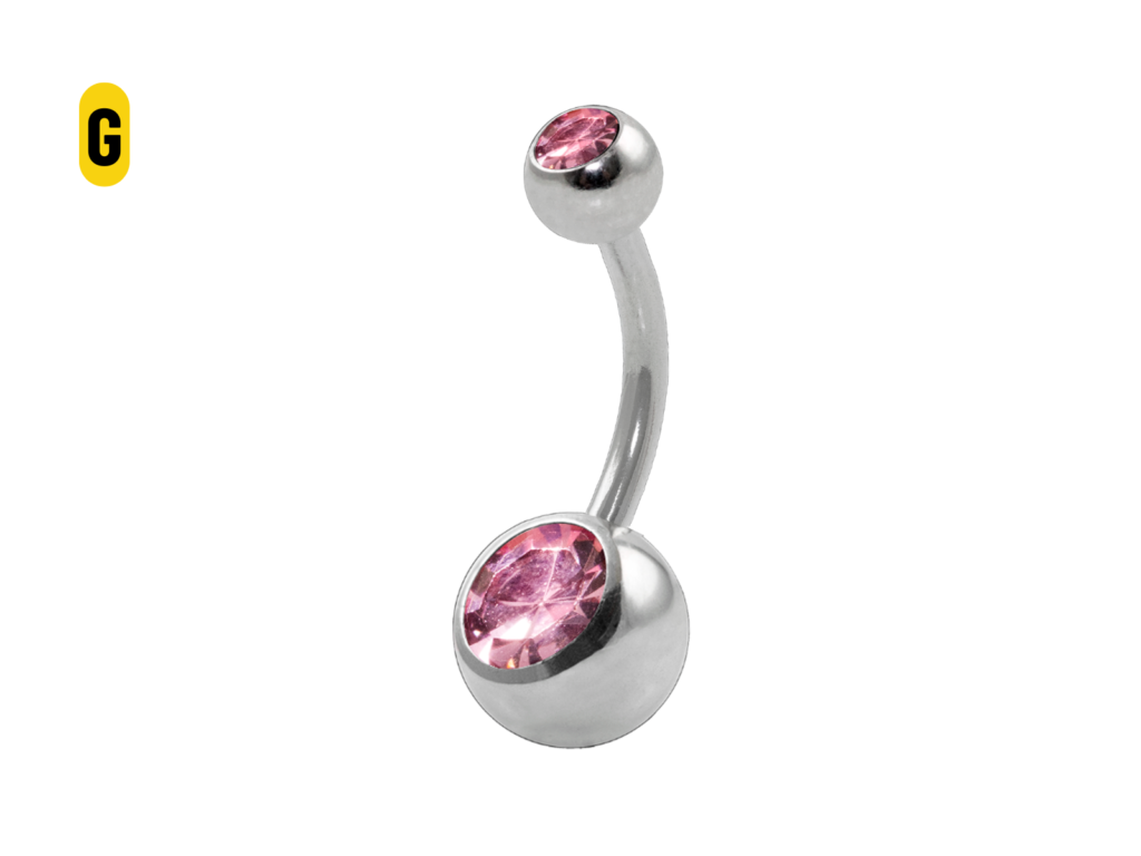 BANANA BELL AÇO C/ STRASS 2 PEDRAS - ROSA CLARO G