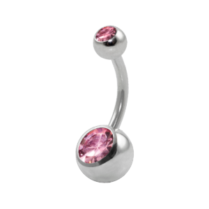 BANANA BELL AÇO C/ STRASS 2 PEDRAS - ROSA CLARO G