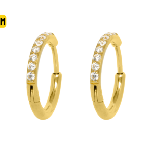 PAR BRINCO ARGOLA CLICKER TITÂNIO PVD C/ ZIRCÔNIA - 8MM