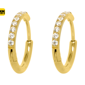 PAR BRINCO ARGOLA CLICKER TITÂNIO PVD C/ ZIRCÔNIA - 12MM