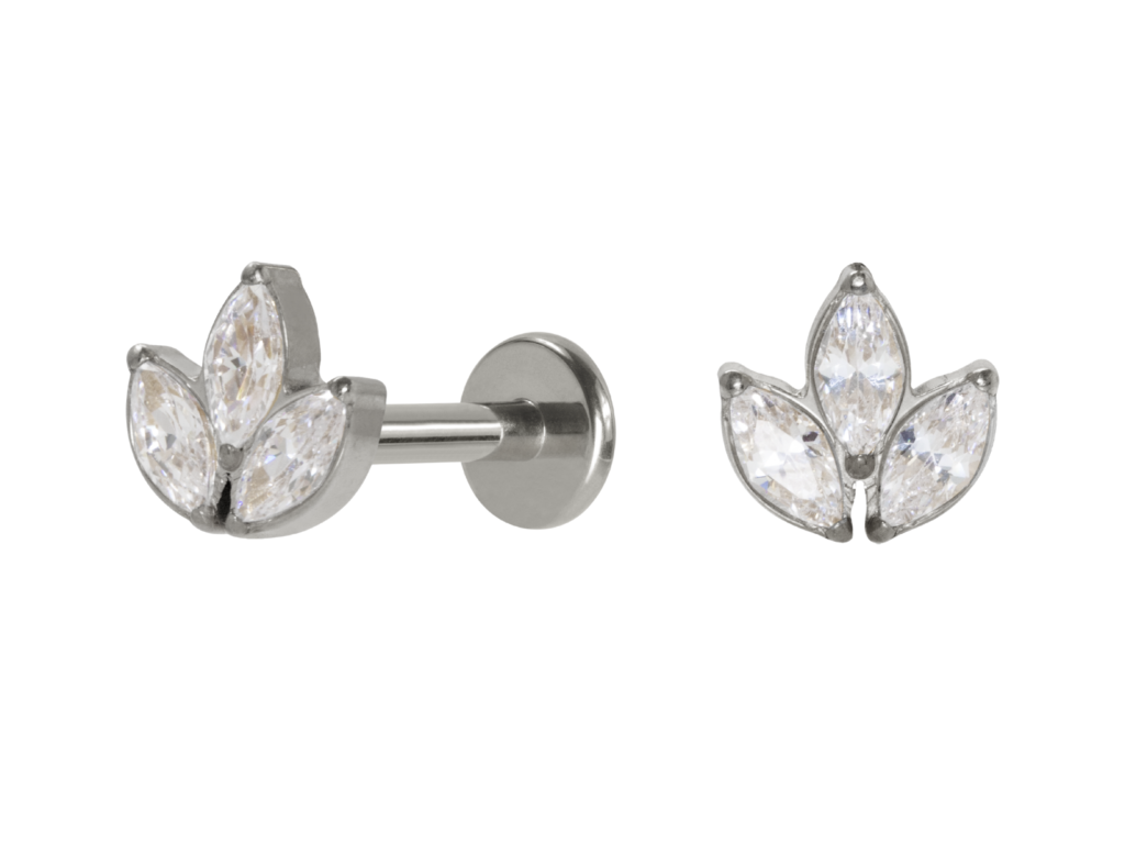 LABRET TITÂNIO PUSH PIN LÓTUS C/ ZIRCÔNIA