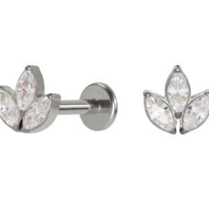 LABRET TITÂNIO PUSH PIN LÓTUS C/ ZIRCÔNIA