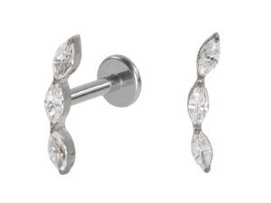 LABRET TITÂNIO R/I CLUSTER 3 PEDRAS