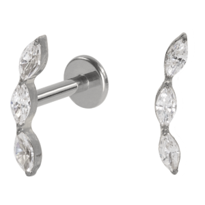 LABRET TITÂNIO R/I CLUSTER 3 PEDRAS