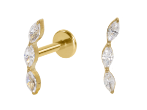 LABRET TITÂNIO PVD R/I CLUSTER 3 PEDRAS