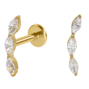 LABRET TITÂNIO PVD R/I CLUSTER 3 PEDRAS