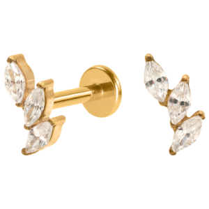 LABRET TITÂNIO PVD R/I CLUSTER 3 PETÁLAS