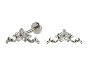 LABRET TITÂNIO R/I CLUSTER MINI FLOR C/ ZIRCÔNIA