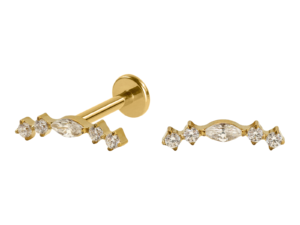LABRET TITÂNIO PVD R/I CLUSTER 5 PEDRAS MINI