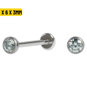 LABRET TITÂNIO PONTO DE LUZ PUSH PIN - 1.0 x 6 X 3MM