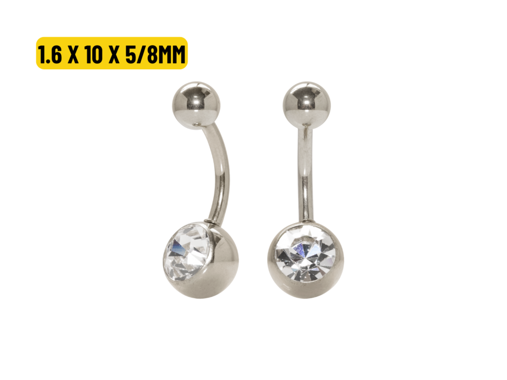 BANANA BELL TITÂNIO 1 PEDRA BRANCO - 1.6 X 10 X 5/8MM