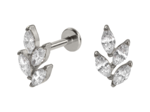 LABRET TITÂNIO R/I FOLHA C/ ZIRCÔNIA