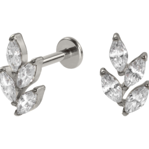 LABRET TITÂNIO R/I FOLHA C/ ZIRCÔNIA