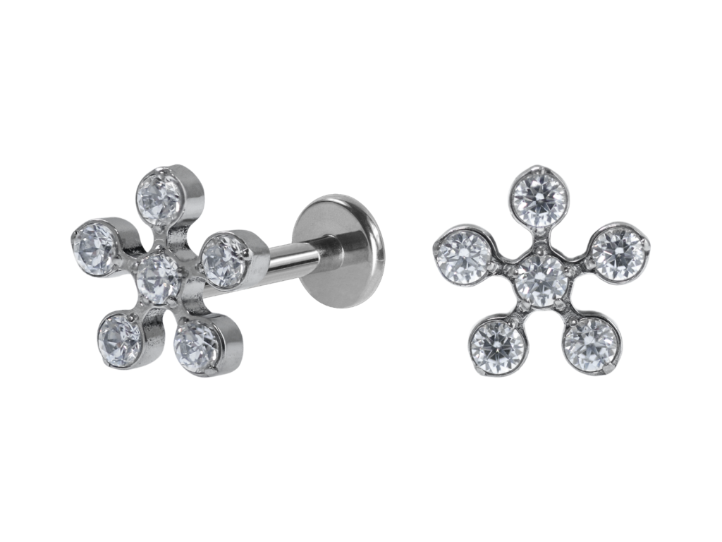 LABRET AÇO R/I FLOR C/ ZIRCÔNIA