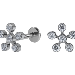 LABRET AÇO R/I FLOR C/ ZIRCÔNIA