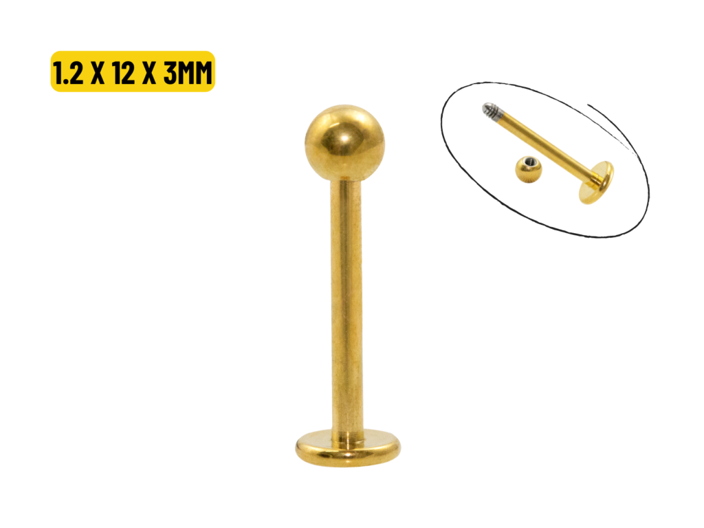 LABRET PVD GOLD 1.2 X 12 X 3MM