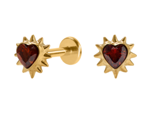 LABRET TITÂNIO PVD R/I CORAÇÃO C/ ZIRCÔNIA – VERMELHO