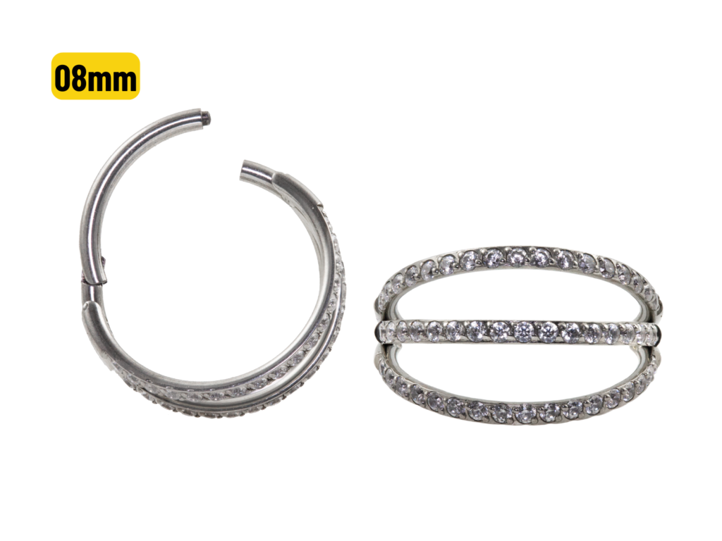 SEGMENTO CLICKER AÇO 3 FILEIRAS C/ ZIRCÔNIA - 8MM