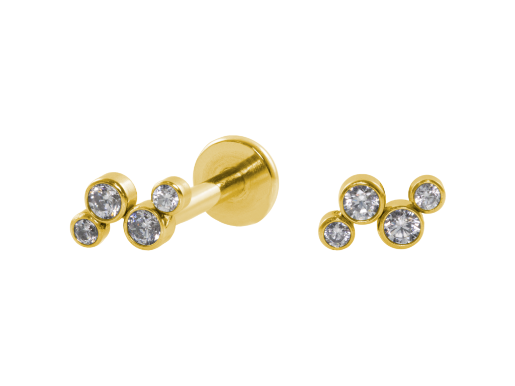 LABRET AÇO PVD R/I 4 ZIRCÔNIAS FLAT