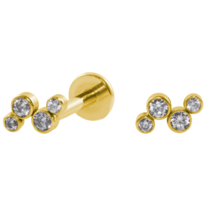 LABRET AÇO PVD R/I 4 ZIRCÔNIAS FLAT
