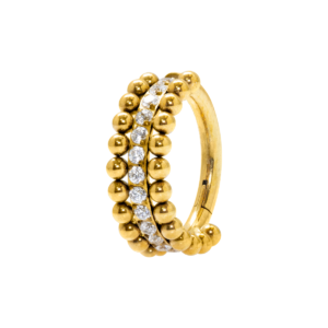 SEGMENTO CLICKER TITÂNIO PVD GOLD INDIANO 3 FILEIRAS - 8MM