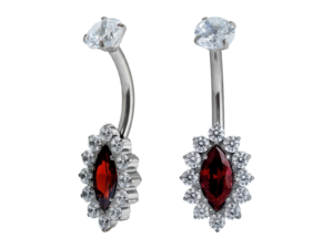BANANA BELL TITÂNIO R/I C/ ZIRCÔNIA – VERMELHO
