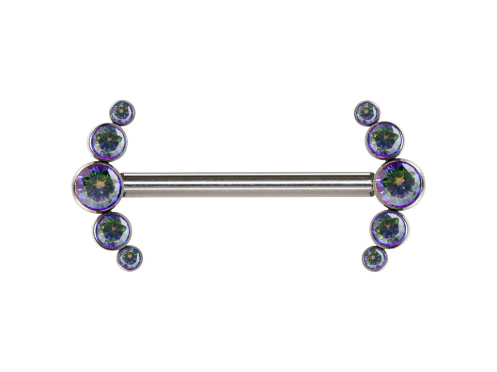 MAMILO TITÂNIO R/I CLUSTER 5 PEDRAS BOREAL ROXO - 1.6 X 14MM