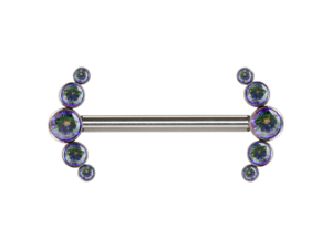 MAMILO TITÂNIO R/I CLUSTER 5 PEDRAS BOREAL ROXO – 1.6 X 14MM