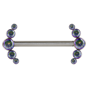 MAMILO TITÂNIO R/I CLUSTER 5 PEDRAS BOREAL ROXO - 1.6 X 14MM